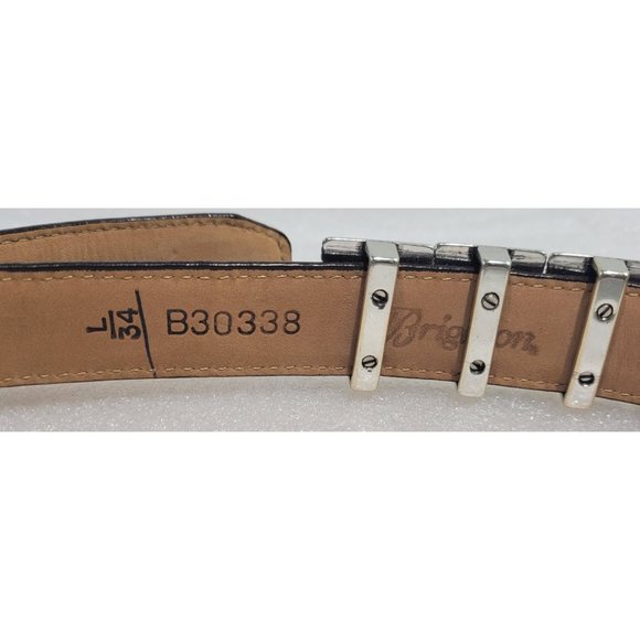 Brighton Embossed Brown Leather Belt Silver Buckle Embellishments L 34 B30338 - Picture 5 of 5